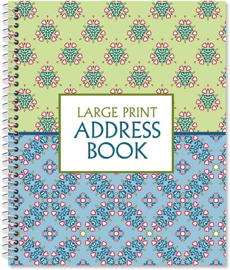 Current Fresh Patterns Large Print Address Book, 56 Pages, Big 7” x 8.5” Spiral Bound, Soft Cover Organizer for Contact Phone Number, Mailing Address, & Email, Easy-to-Read Senior Logbook - Image 1